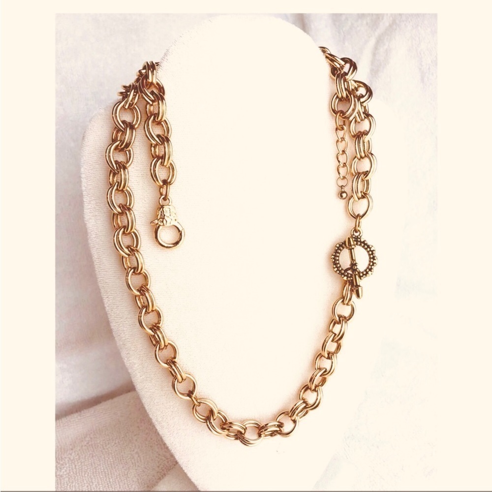 GORGEOUS GOLD LARGE LINK NECKLACE-BRACELET SET #425